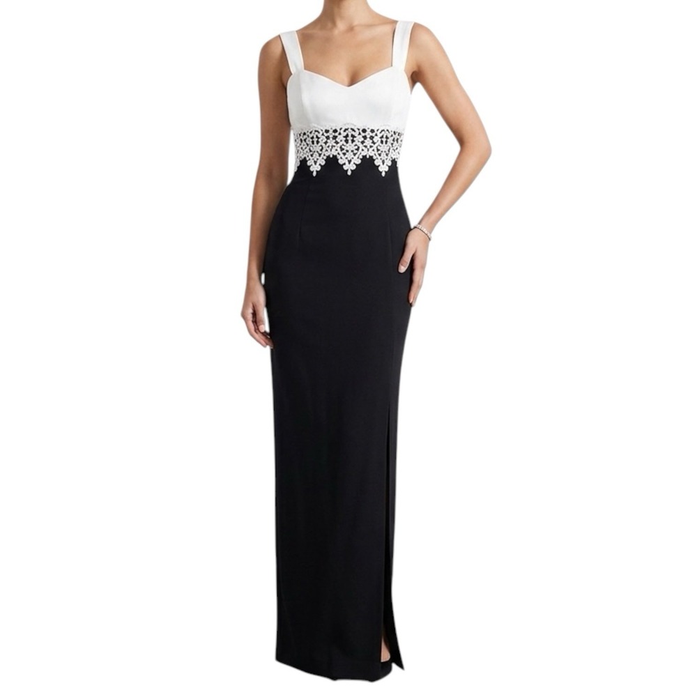 Vintage 90s JESSICA McCLINTOCK Gunne Sax Black & White Maxi Dress sz 7/8 Formal